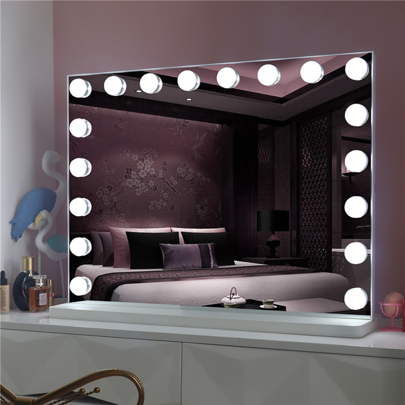 Espejo de Hollywood con maquillaje de vanidad de mesa iluminada con bombillas de 18 piezas para niña